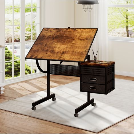 Table de puzzle inclinable avec 4 plateaux en feutre et 2 tiroirs de rangement, plateau bois noir pour 1500 pièces