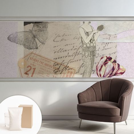 Papier peint décoratif avec colle pour salon, chambre à coucher et bureau – Design moderne et facile à poser Collage nostalgique 250x104 cm (1/5)