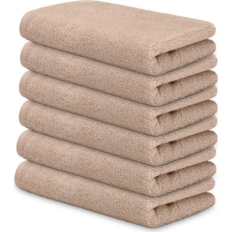 Lot de 6 Serviettes 30x50 cm Coton 450 g/m² Absorbantes Douces Visage Toilette Invités Maison Hôtel (1/5)