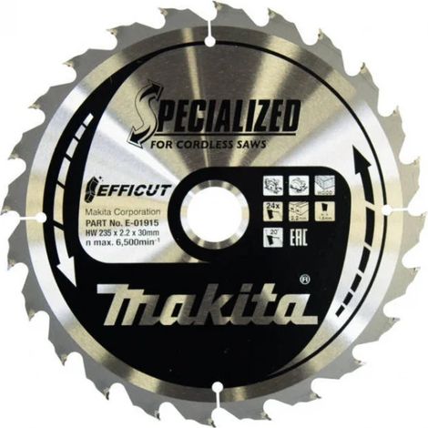 Makita E-01915 Efficut Lama per sega circolare 235x30 mm per legno (1/2)