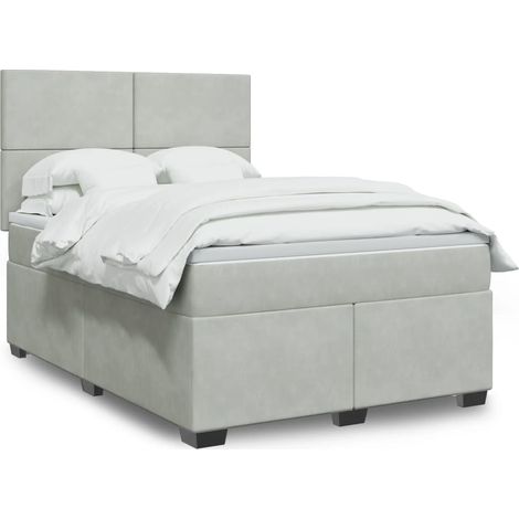 Boxspringbett mit Matratze Hellgrau 160x200 cm Samt