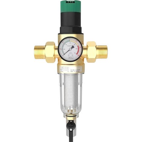 1/2 Pouce Ajustable Reducteur de Pression Eau, DN 15 Laiton épaissi Limiteur de Pression, Réducteur Eau Avec Filtre et Manomètre, Applicable à La Maison, Le Bâtiment, L'usine