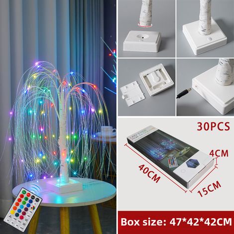 Lampe sapin en osier LED RGB, télécommande, 16 couleurs, USB/batterie, base amovible (60 LED) (1/5)