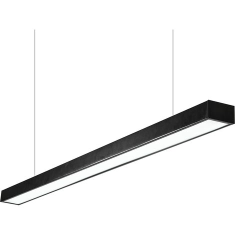 Plafoniera LED 38W 120x10x4cm da Sospensione con cavo acciaio Nero Pi-14-38WLuce Fredda 6400k (1/5)