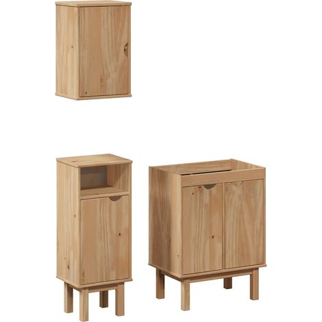 Maison Exclusive - 3-tlg. Badmöbel-Set OTTA Massivholz Kiefer