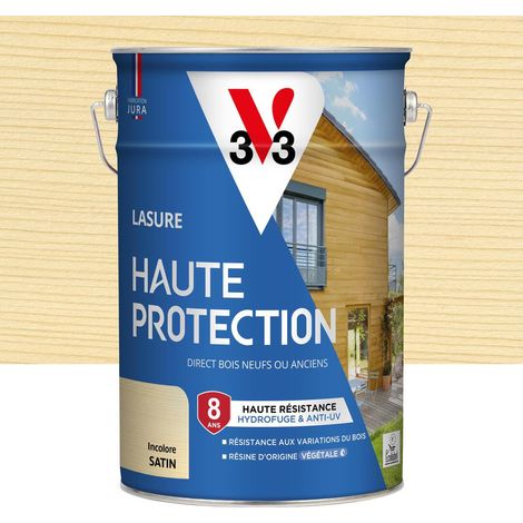 Lasure Bois extérieur Incolore satin - Protection 8 ans - résistance hydrofuge et anti-UV - Résiste aux variations du bois - résine d'origine végétale - 5L (1/4)