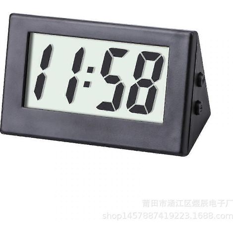 Shxx Mini-Autouhr, Armaturenbrettuhr für Pkw und Lkw, elektronische Digitaluhr mit selbstklebender Halterung, A906-1489-Black (1/4)