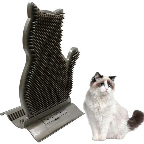 Griffoir d’Angle pour Chat, Brosse de Massage à Griffer, Accessoires pour Animaux de Compagnie, Brosse à Chat, Peigne pour Chat avec Coupe des Poils (Gris) (1/5)