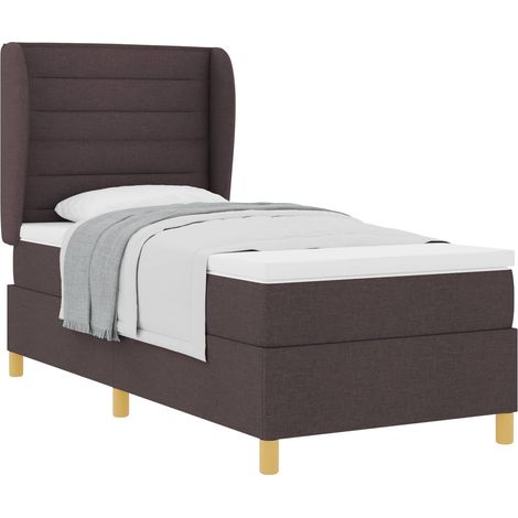 Maison Exclusive - Lit à ressorts avec matelas Marron foncé 200 x 90 cm tissu (1/5)