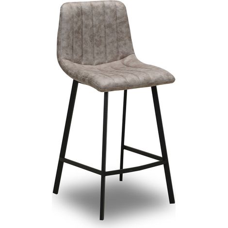 Tabouret de bar Eden beige PU pieds métal Takasit