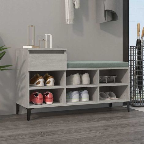 vidaXL Armoire à chaussures Gris béton 102x36x60 cm Bois d'ingénierie (1/5)