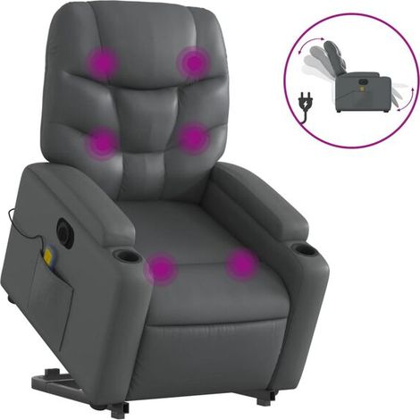 Fauteuil inclinable de massage électrique en similicuir gris (1/5)