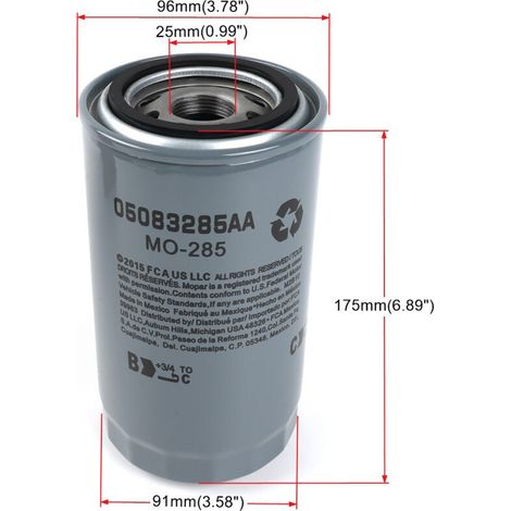 Ölfilter für Dodge 508 Motor 3285AA 6BT 5.9 (ein Filter pro Packung) (1/4)