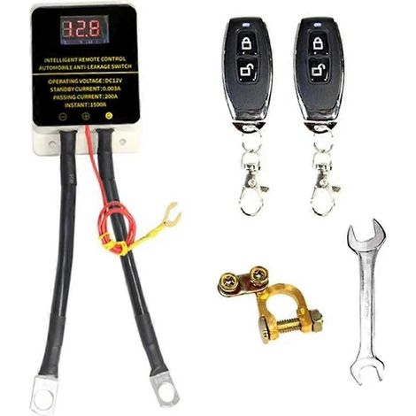 Interrupteur de coupure de batterie 12 V pour voiture, télécommande sans fil, relais de déconnexion de batterie avec affichage LED et protection contre les fuites. (1/5)