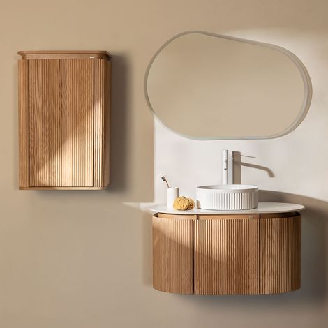Conjunto de mueble de baño suspendido 90x50 cm en madera Carsone SKLUM
