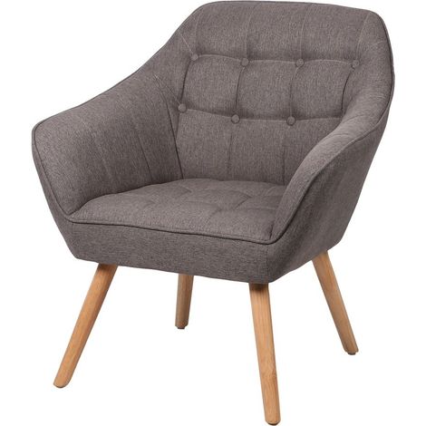Dunkelgrauer Stoffsessel mit Holzbeinen – 74x70xH85 cm, Sitzhöhe 43 cm – Kollektion ARCTIKA