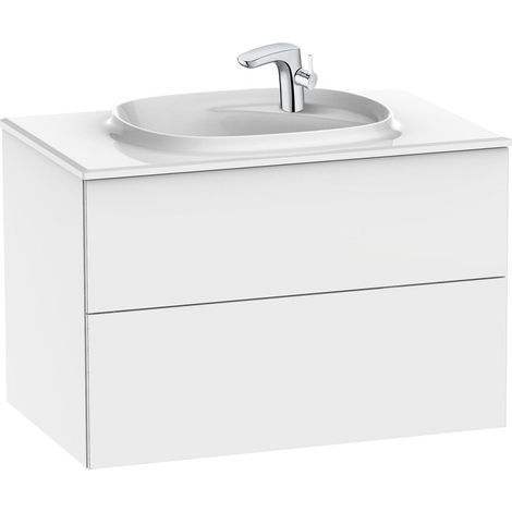 Mueble base con dos cajones y lavabo de FINECERAMIC® BEYOND - ROCA Color: Blanco brillo - Medidas: 800 mm (1/2)