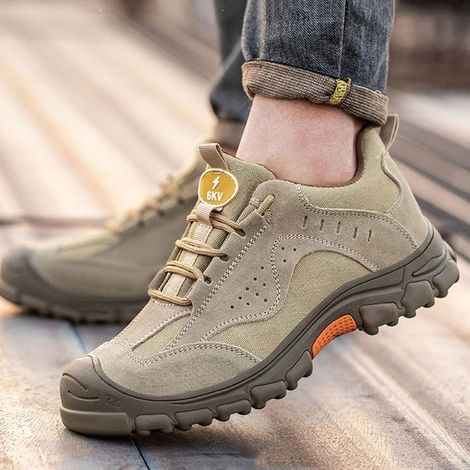 Chaussures d'assurance du travail, tige imperméable, anti-écrasement, anti-perforation, respirantes, chaussures de sécurité de travail quatre saisons-44 (1/5)