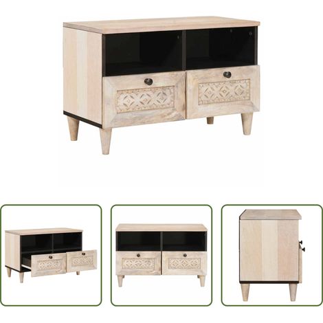 vidaXL Meuble TV - Unites TV avec tiroir Blanc 70 x 33 x 46 cm Bois d'ingénierie (1/5)