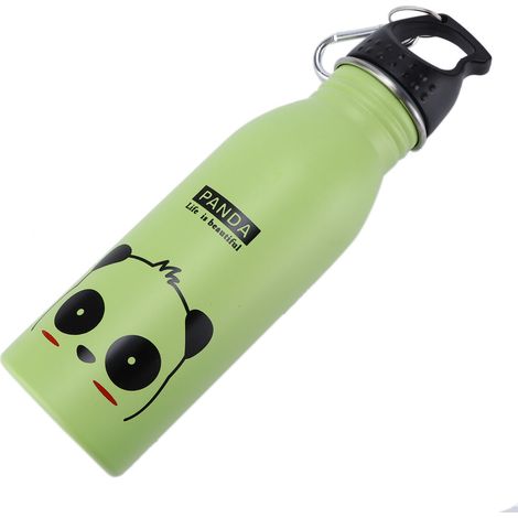 Gourde Isotherme Enfants K601 Panda Vert - Bouteille Sport Acier Inoxydable Vacuum (1/5)
