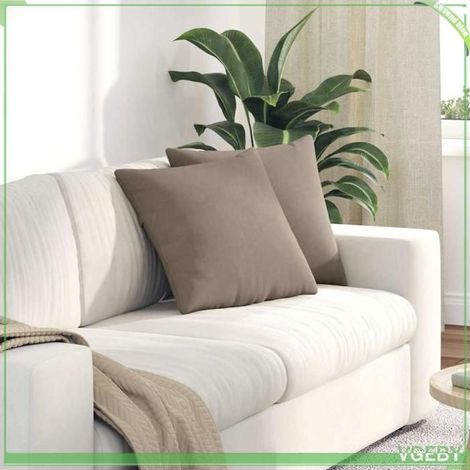 Coussins de canapé - FAFEISY - 42013940 - Taupe - 45 x 45 cm - Lot de 2 déhoussables (1/5)