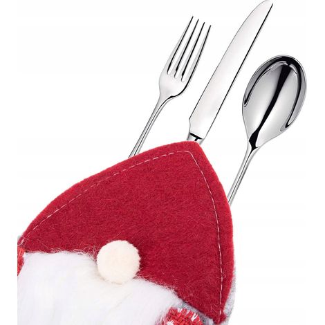 SET DI GNOMI 6 x CUSTODIA PER POSATE GNOMO FESTE MAIALINI DECORATIVI