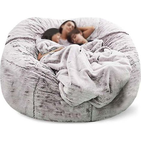 Pouf Lazy Sofa en fausse fourrure - 135 cm x 65 cm - Marron neige