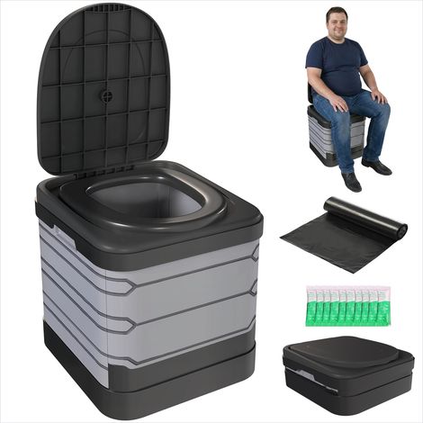 Toilette de camping pliable grise en plastique avec système de (1/5)