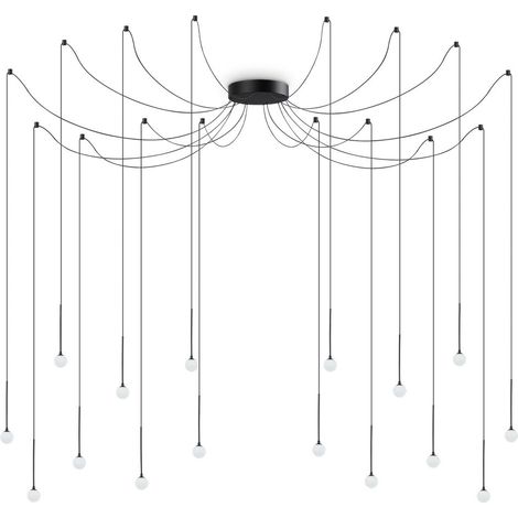 Ideal Lux LUCCIOLA Plafonnier suspendu en grappe à 16 lumières DEL noir, 3000K, non dimmable