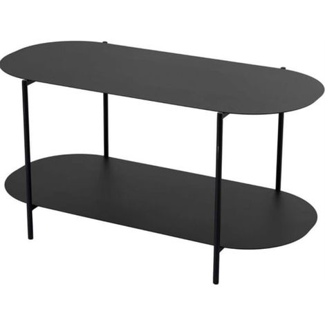 Table basse ovale double plateau 100x45x51 cm en métal noir - SEMA (1/5)