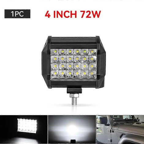 Barre lumineuse de travail LED 4" ou 7" (10 ou 18 cm) 144 W/120 W, faisceaux combinés spot et large, pour voiture, tracteur, bateau, camion tout-terrain, SUV, quad, éclairage de réparation automobile (1/5)