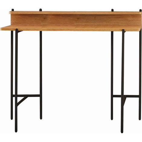 Bureau de Travail avec Étagère Table d'Appoint MDF Aspect Acacia et Métal 120 x 46 cm - PANGIVO (1/5)