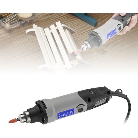 Amoladora eléctrica de 400 W con 6 velocidades variables, incluye llave de mandril, papel de lija y 4 fresas (ABS/caucho). (1/5)