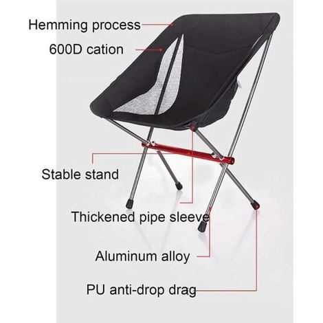 Chaise Pliante - Tabouret Camping Extérieur - Compacte Portable Avec Sac De Transport - 1 Pièce (1/4)