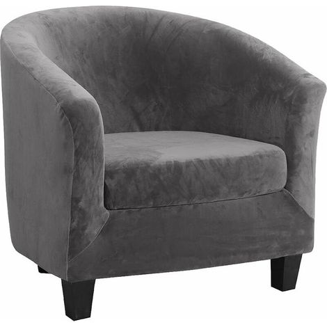 AGE Velours Housse de Fauteuil Club Ensemble de Deux Pièces Housse de Fauteuil Extensible Housse Fauteuil Salon Fauteuil Cabriolet Tub Chair avec Housse de Coussin (gris) (1/5)