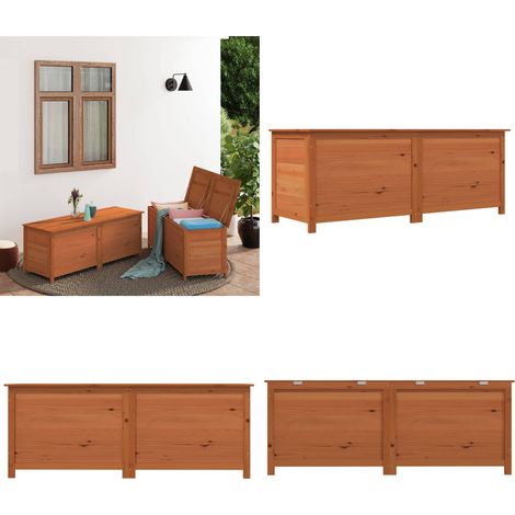Outdoor-Kissenbox Braun 150x50x56 cm Massivholz Tanne - Holz Kissenbox - Gartenkiste - Auflagenbox - Gartendeckenunterlage - Wetterfestes Möbel - Home & Living