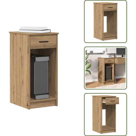 Support de tour d'ordinateur tiroir chêne artisanal 35x45x77 cm - Support De Tour D'ordinateur - Supports De Tour D'ordinateur - Support De Tour De PC - Support De Processeur (1/5)