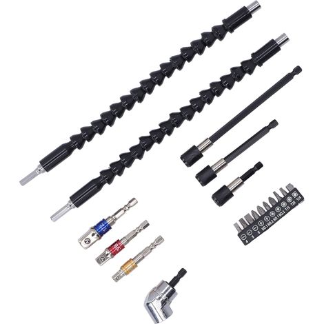 Kit de rallonges pour forets, rallonges flexibles à 105°, adaptateur universel pour douilles et porte-embouts de tournevis (1/5)