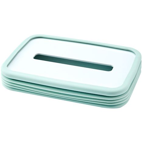 La caja de pañuelos de silicona se retrae automáticamente al tirar de ella hacia abajo. (1/4)