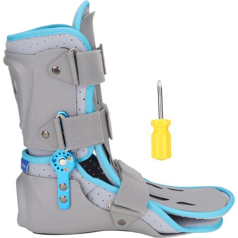 Attelle de fixation pour pied tombant, taille M gauche, soutien stabilisateur réglable pour cheville, protection 360° respirante, angle ajustable. (1/5)