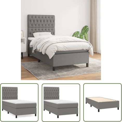 The Living Store Boxspringbett mit Matratze Dunkelgrau 90x190 cm Stoff - Boxspringbett - Doppelbett - Bettenrahmen - Matratze - Nachttisch (1/5)