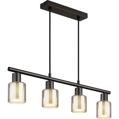 Pendelleuchte Hängelampe Deckenlampe Metall schwarz Glas opal verchromt H 120 cm