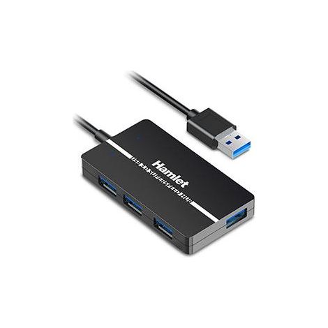 Hamlet XHUB-04U3 hub de interfaz USB 3.2 Gen 1 (3.1 Gen 1) Type-A 5000 Mbit/s Negro