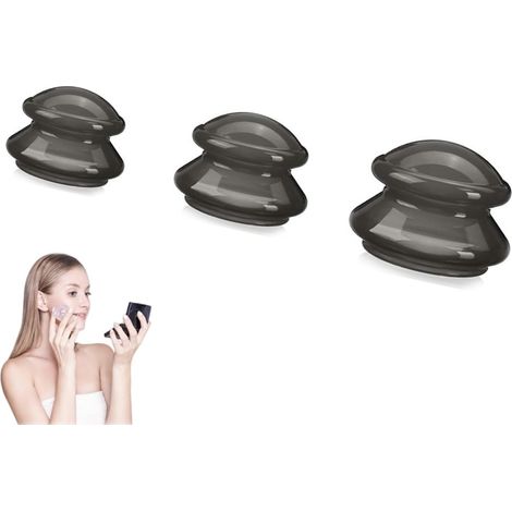Juego portátil de ventosas para acupuntura, juego de terapia con ventosas, ventosas de silicona, juego de 3 ventosas de masaje anticelulíticas, para el alivio muscular. (1/5)