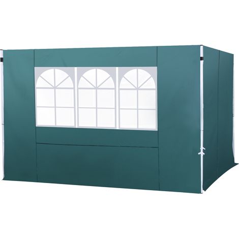 Seitenwände für 3 x 3 m große Zelte (300 x 200 cm), Ersatzseitenwände für Oxford-Gewebe-Pavillons mit Fenster, für Garten, Terrasse und Partys, Dunkelgrün