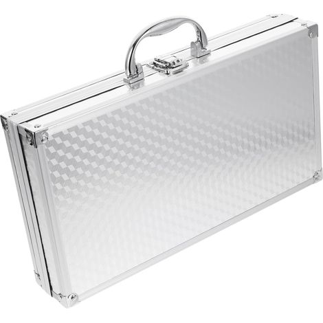 Mallette Boîte de Rangement Rigide Argentée Coins Renforcés en Alliage D'aluminium et Protection Solide Voyages en Extérieur et L'école (1/5)