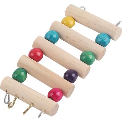 1 x Pont échelle, Bois, Flexible, Crochet inclus, Hamster Rat Perroquet