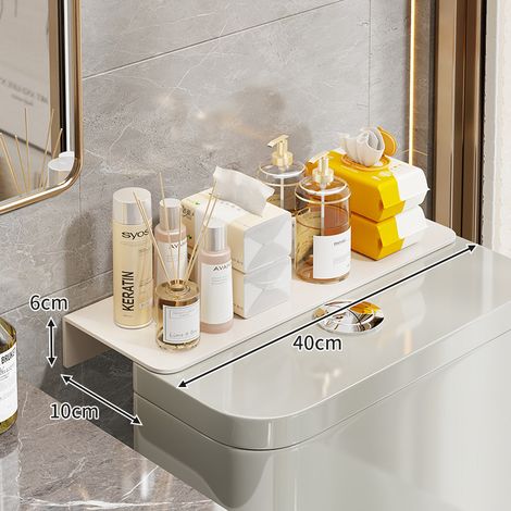 Regal über der Toilette, schmal und weiß (40x10x6 cm), Platzsparendes Möbelstück, Toilettenpapierhalter, schmaler Wandabstandshalter ohne Zubehör-lsw