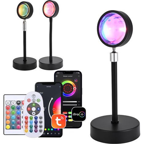 Lampe Couchant, Veilleuse LED, Arc-en-Ciel Réglable en Hauteur, 24 Couleurs, Rotation 180°, Selfie/Photo/Fête (1/5)