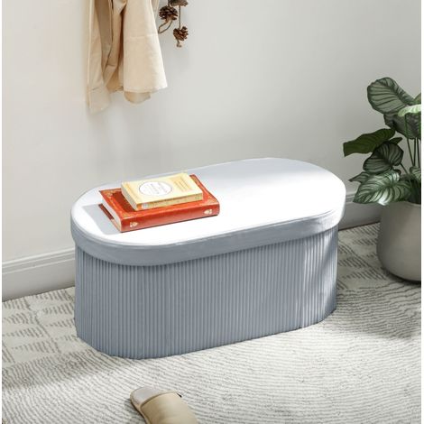 Sitzbank mit Stauraum klappbar 76 x 38 x 35 cm in velluto effetto, grigio scuro HAVRYA (1/4)